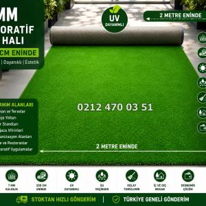 7 mm Dekoratif Çim Halı 200 cm Eninde
